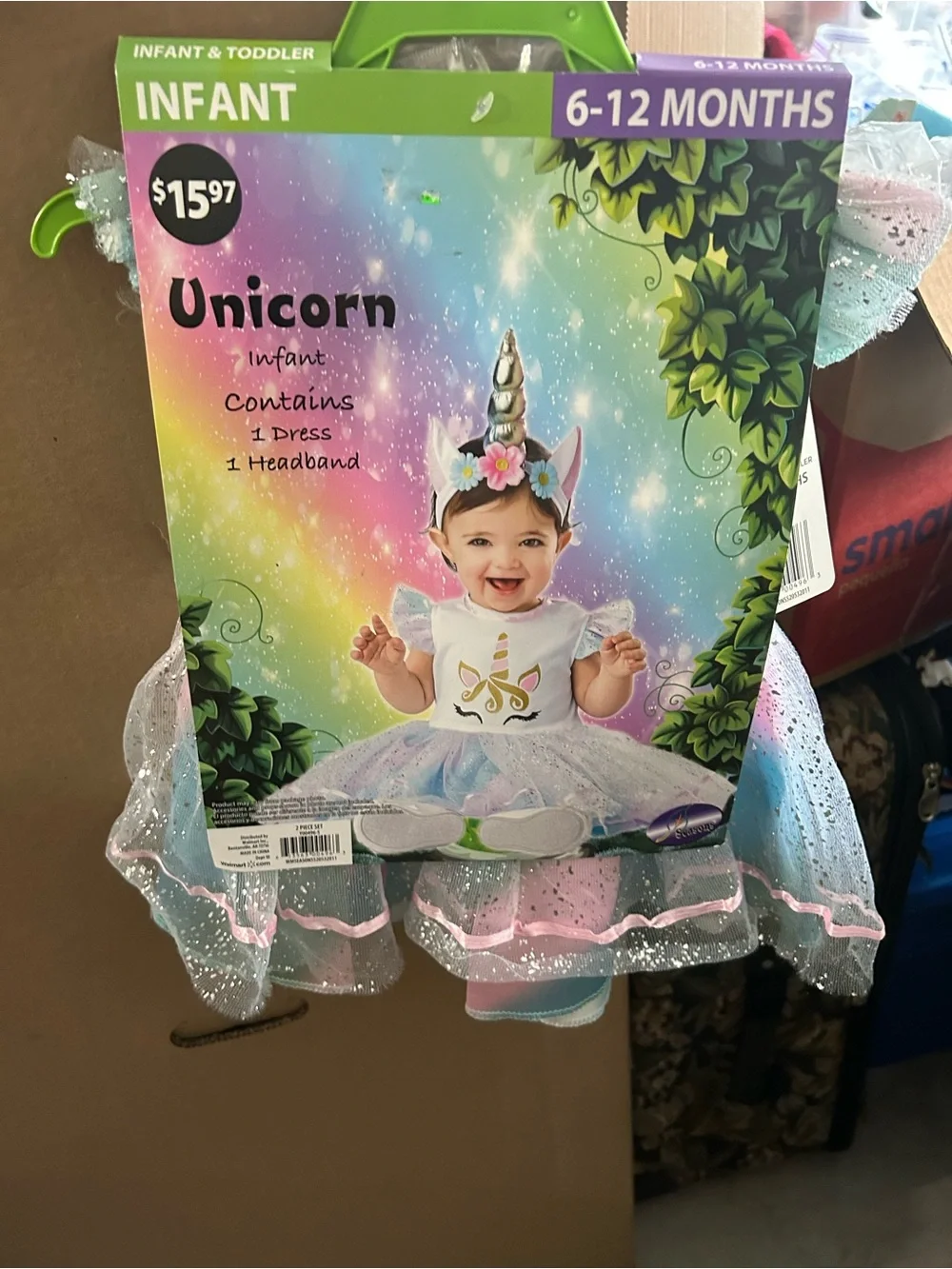 Unicorn Infant Dress & Headband Costume - 6-12 Months - Pastel Pink/Blue